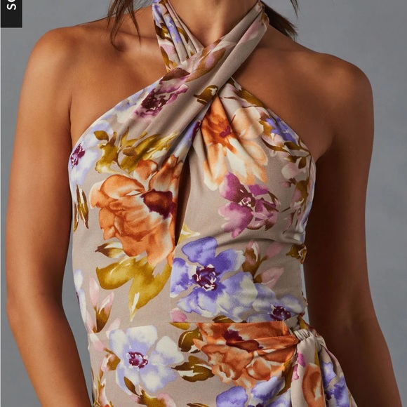 Vici Floral Beauty Twist Front Halter Midi Dress - Picture 2 of 8
